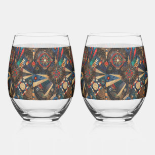 Enthralling Indigo "Ancient Indigenous Chronicles" Stemless Wine Glass