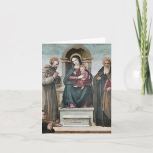 Enthroned Madonna and Child with Saints Holiday Card