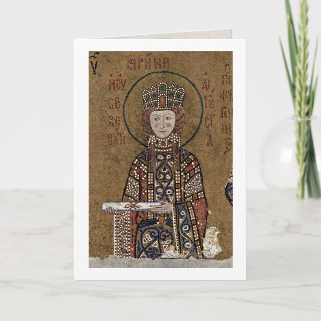 Enthroned Mary With Christ By Byzantine Mosaicist Card (Front)