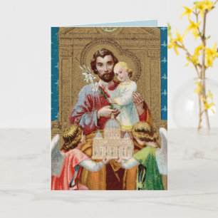 Enthroned St. Joseph Receiving Vatican Maquette Card