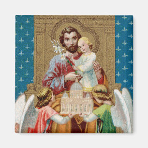 Enthroned St. Joseph Receiving Vatican Maquette Magnet
