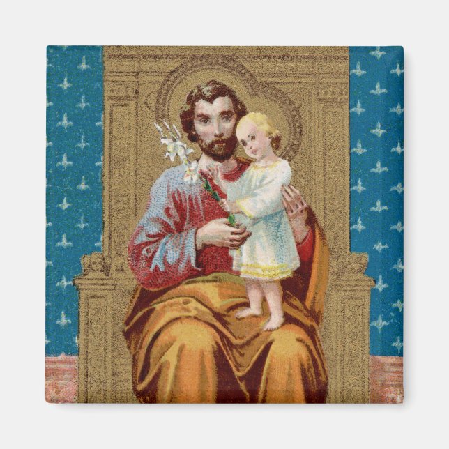 Enthroned St. Joseph with Toddler Christ Child Magnet (Front)