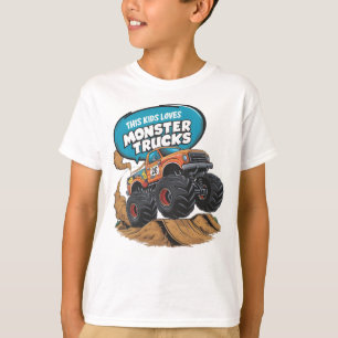 Enthusiastic Kid and Monster Truck T-Shirt