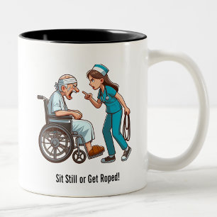 Entitled Elderly Patient Gets Hogtie Therapy Two-T Two-Tone Coffee Mug