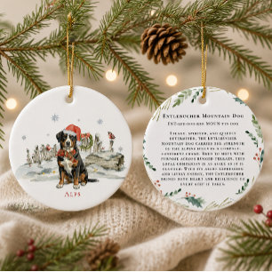 Entlebucher Mountain Dog Monogram Ceramic Ornament