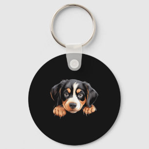 Entlebucher Mountain Dog Mum Dad Peeking Puppy Key Ring