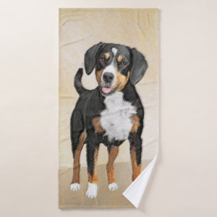 Entlebucher Mountain Dog Painting - Original Art Bath Towel Set