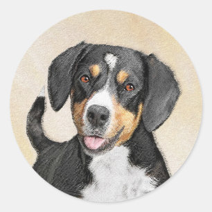Entlebucher Mountain Dog Painting - Original Art Classic Round Sticker