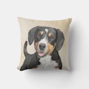 Entlebucher Mountain Dog Painting - Original Art Cushion