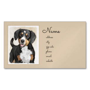 Entlebucher Mountain Dog Painting - Original Art Magnetic Business Card