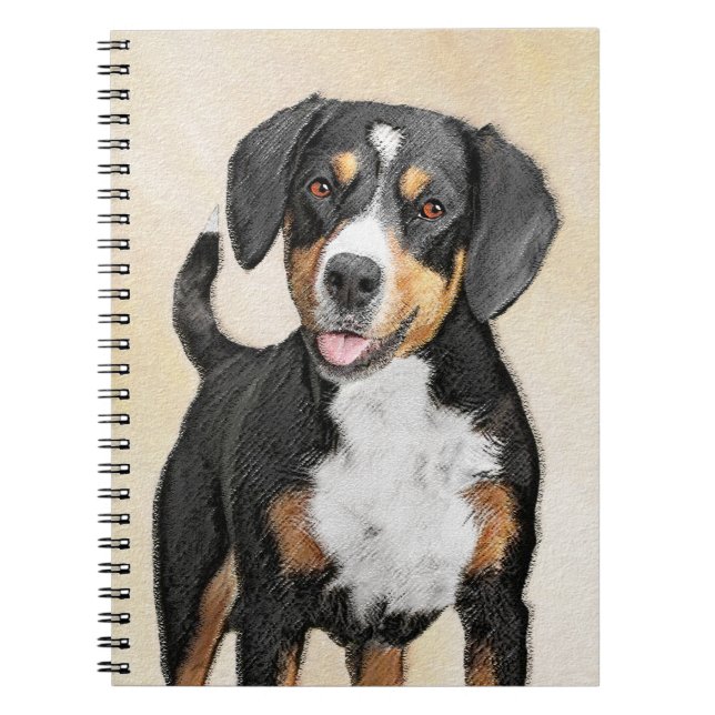 Entlebucher Mountain Dog Painting - Original Art Notebook (Front)