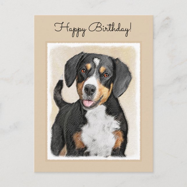 Entlebucher Mountain Dog Painting - Original Art Postcard (Front)