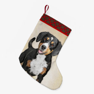 Entlebucher Mountain Dog Painting - Original Art Small Christmas Stocking