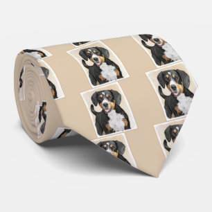Entlebucher Mountain Dog Painting - Original Art Tie