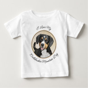 Entlebucher Mountain Dog Painting Original Dog Art Baby T-Shirt