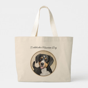 Entlebucher Mountain Dog Painting Original Dog Art Large Tote Bag