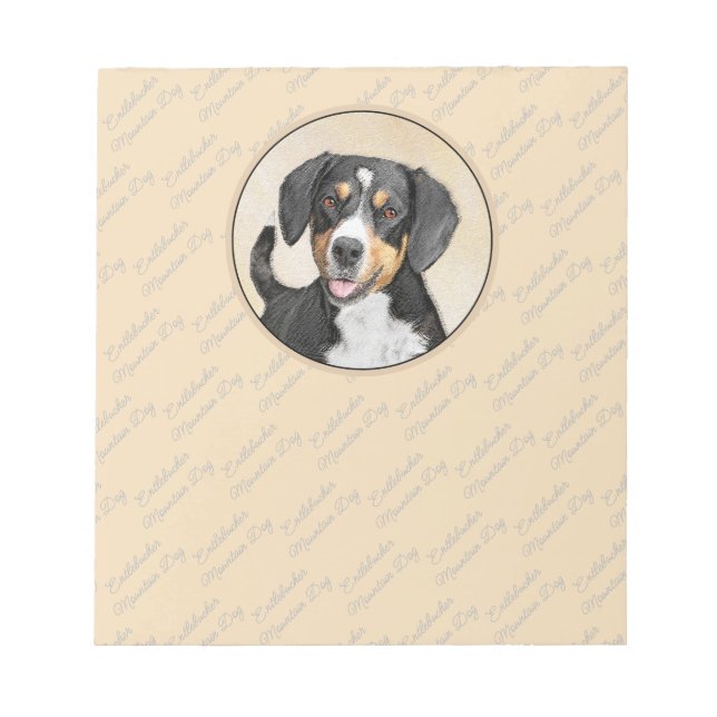 Entlebucher Mountain Dog Painting Original Dog Art Notepad (Front)