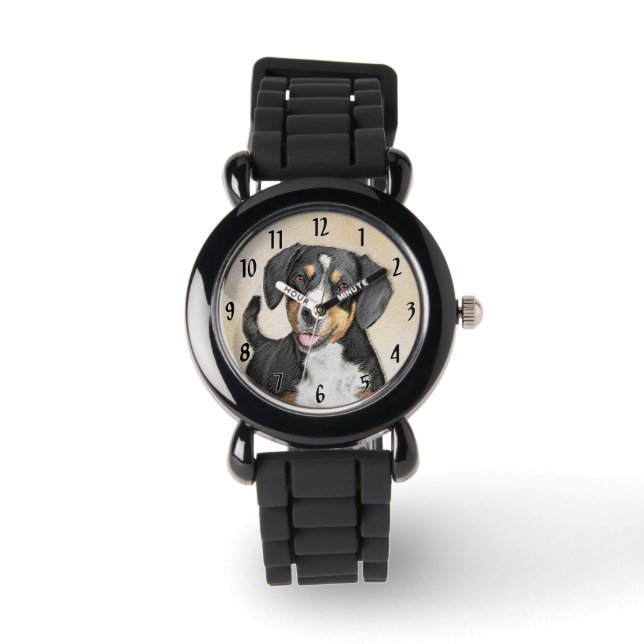 Entlebucher Mountain Dog Painting Original Dog Art Watch (Front)