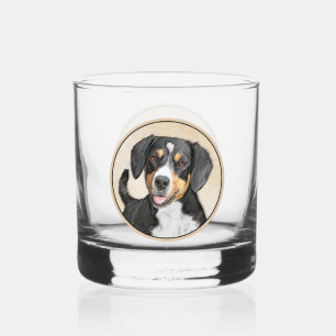 Entlebucher Mountain Dog Painting Original Dog Art Whiskey Glass