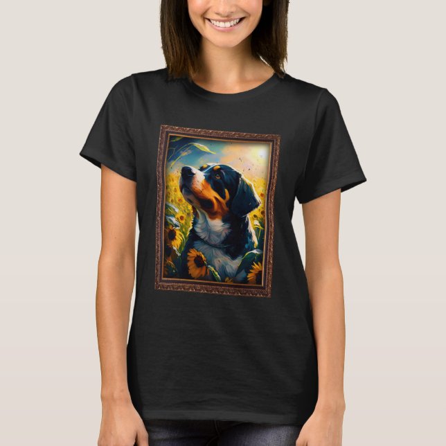 Entlebucher Mountain Painting Sunflower Flower Mum T-Shirt (Front)