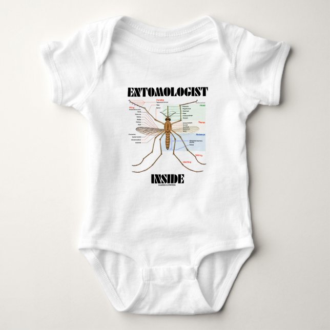 Entomologist Inside (Mosquito Anatomy) Baby Bodysuit (Front)