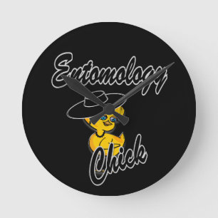 Entomology Chick #4 Round Clock