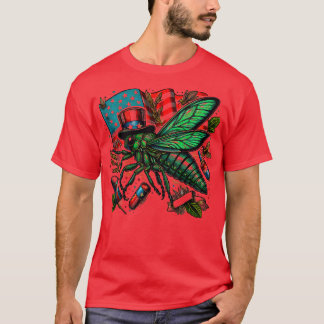 Entomology Cicada 4th july Lover Cicada Fest 2024 T-Shirt