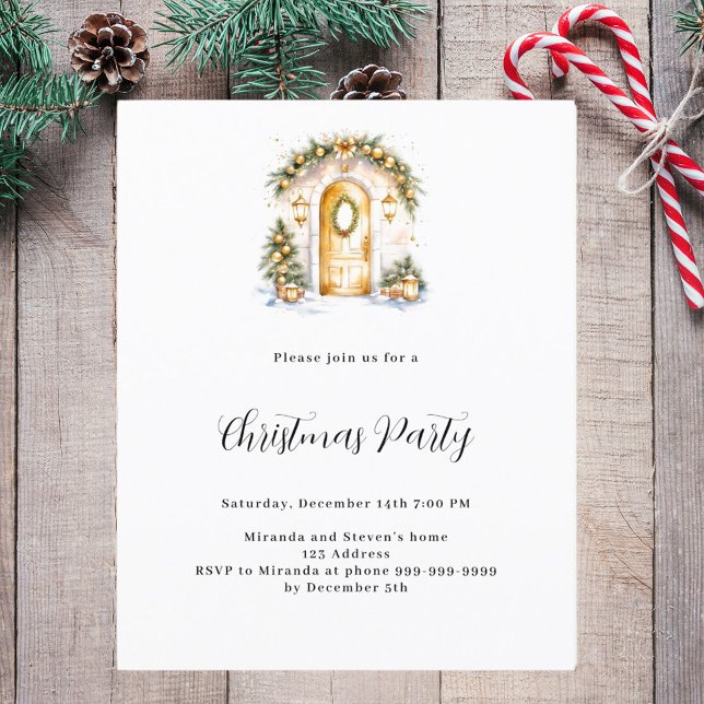 Entrance green gold Christmas Party invitation (Creator Uploaded)