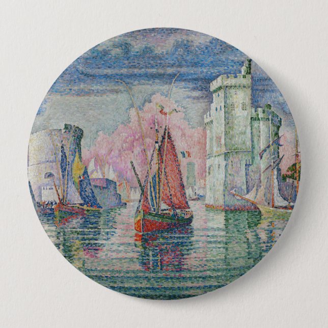Entrance of La Rochelle Harbour, Paul Signac 10 Cm Round Badge (Front)