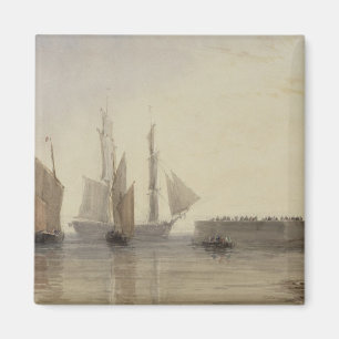 Entrance to Calais Harbour, 1829 (w/c, pen & ink, Magnet