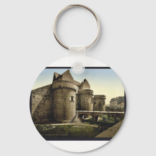 Entrance to castle, Nantes, France vintage Photoch Key Ring