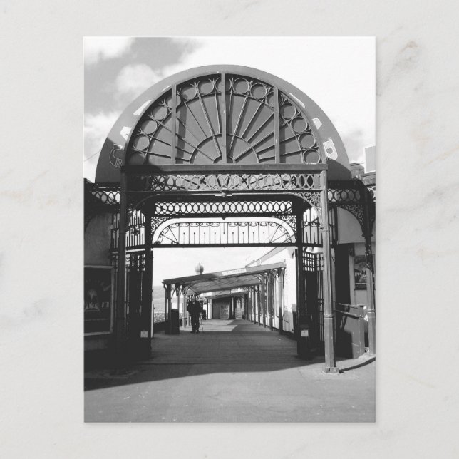Entrance to North Pier B/W Postcard (Front)