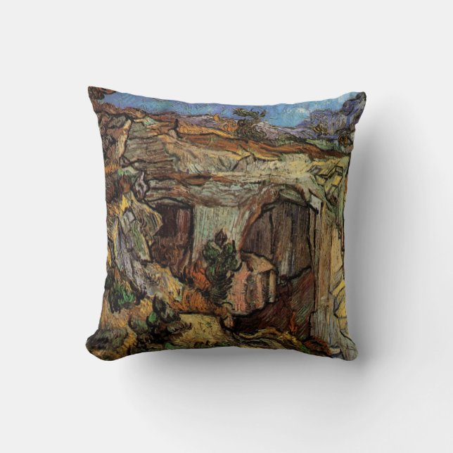 Entrance to Quarry, Saint-Remy by Vincent van Gogh Cushion (Front)