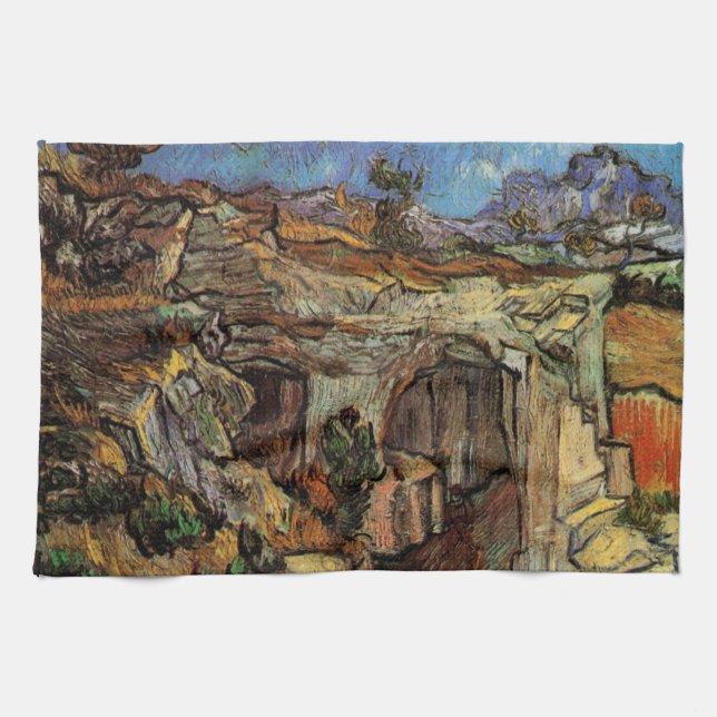 Entrance to Quarry, Saint-Remy by Vincent van Gogh Tea Towel (Horizontal)
