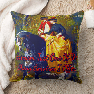 Entrance to the woods by Alfred De Dreux Cushion