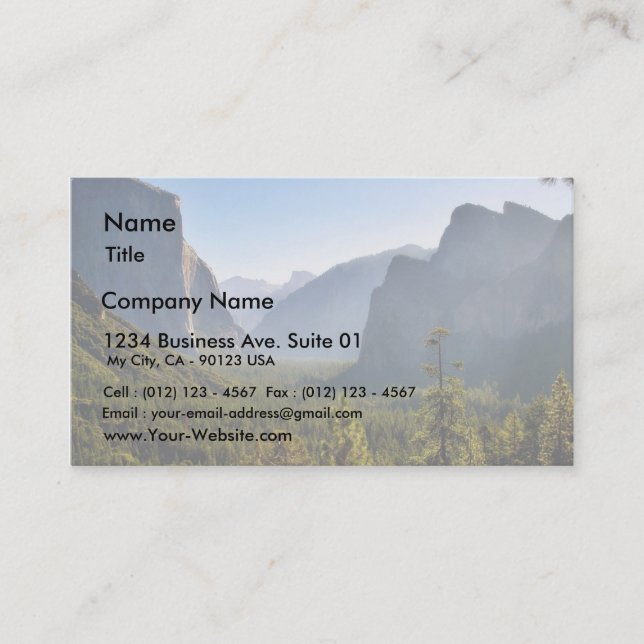 Entrance To The Yosemite Valley Business Card (Front)