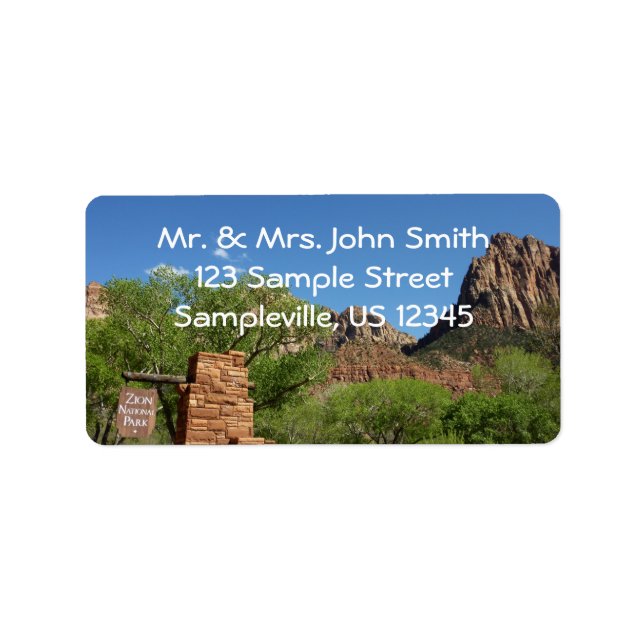 Entrance to Zion National Park in Utah Label (Front)