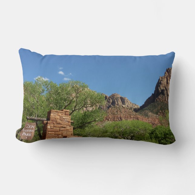 Entrance to Zion National Park in Utah Lumbar Cushion (Front)