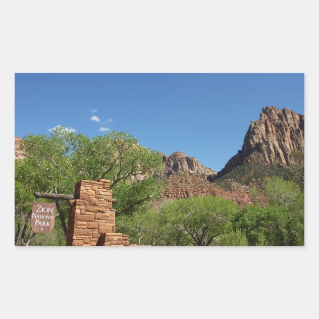 Entrance to Zion National Park in Utah Rectangular Sticker (Front)