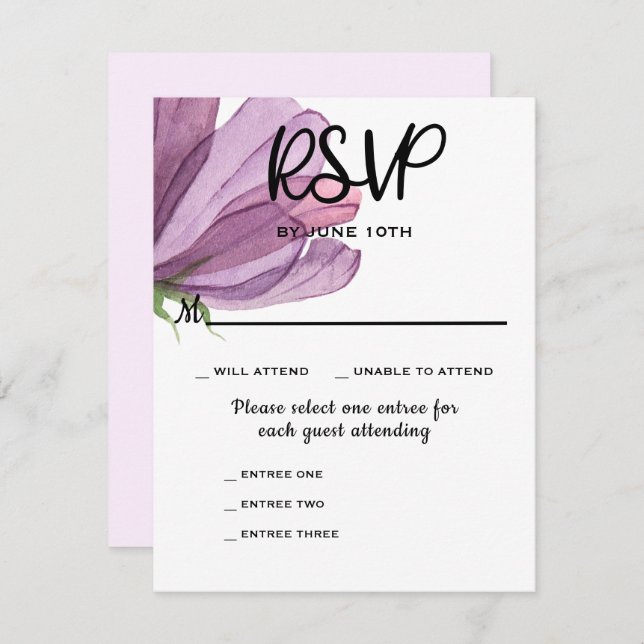 Entree Choices Elegant RSVP Wedding Response Card (Front/Back)