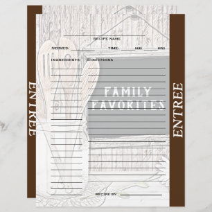 Entree Recipe Binder Insert