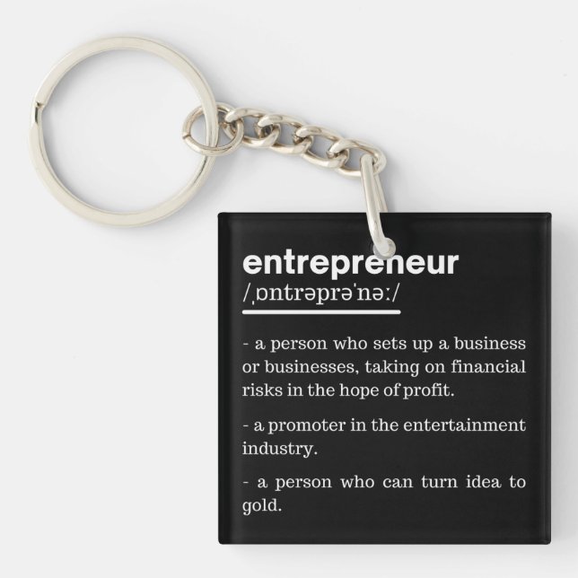 Entrepreneur Definition Funny Business Owner Gift Key Ring (Front)