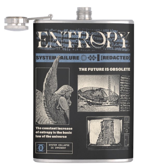 Entropy - Brutalist Streetwear Design Hip Flask (Opened)