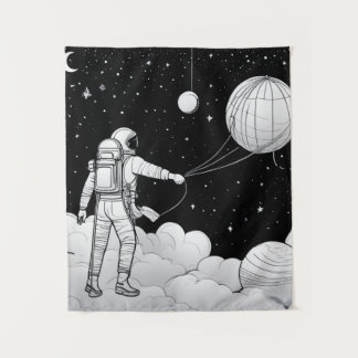enture Murale Astronaute Monochrome | Art en Ligne Tapestry