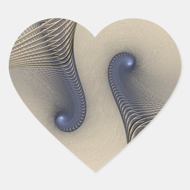 Entwined Blue and Cream Abstract Heart Sticker (Front)