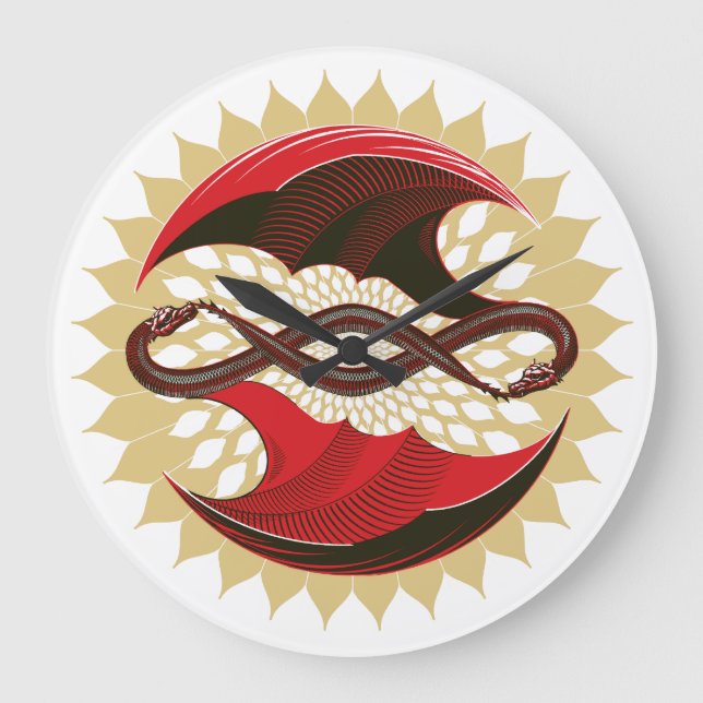 Entwined Dragons Large Clock (Front)