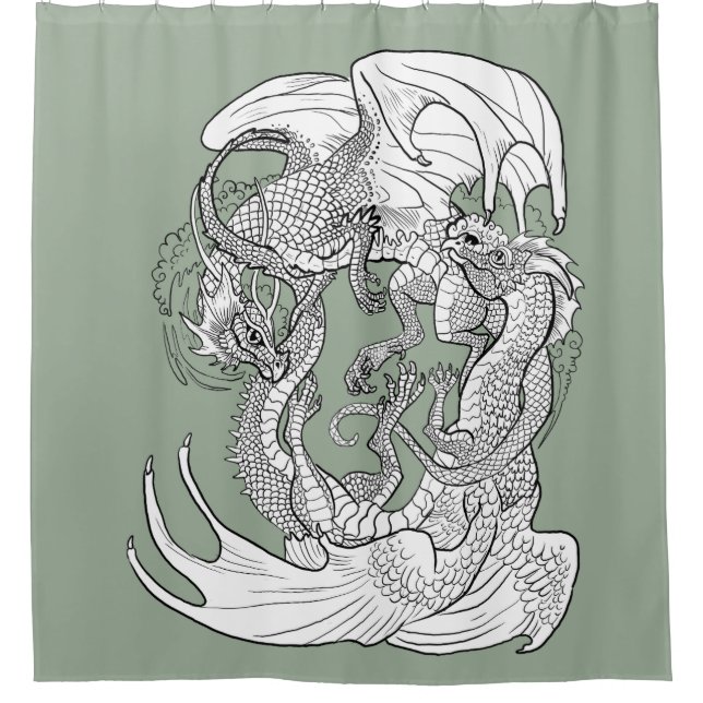 Entwined Dragons Shower Curtain (Front)