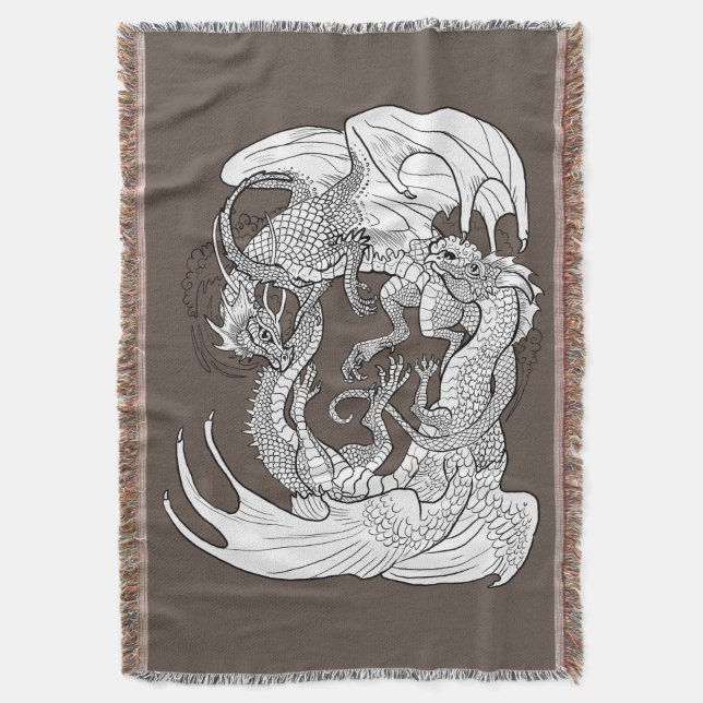 Entwined Dragons Throw Blanket (Front Vertical)
