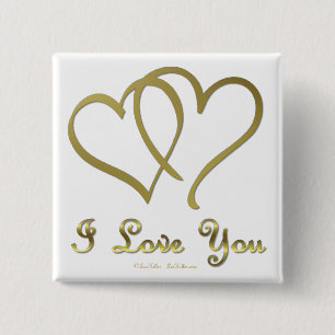 Entwined Gold Hearts i Love You 15 Cm Square Badge