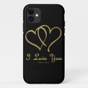Entwined Gold Hearts i Love You iPhone 11 Case